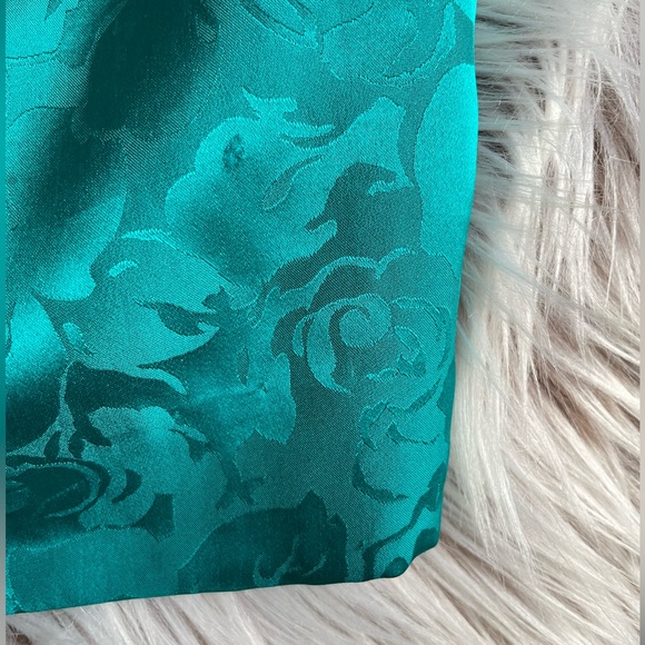 Papell Too Vintage Teal Silk Skirt - Picture 7 of 7